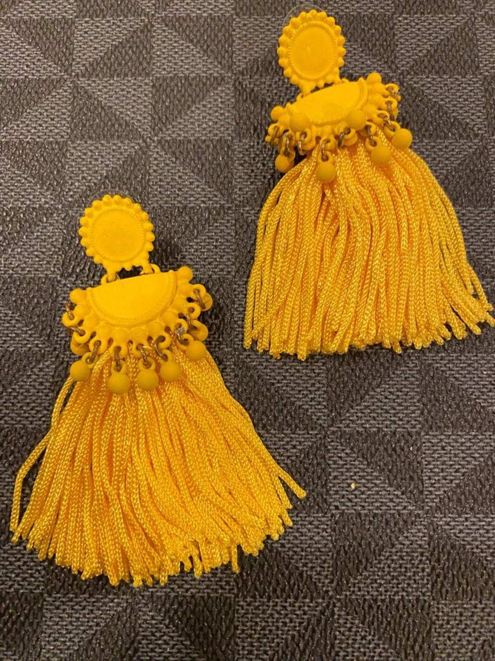 Yellow Tassel Statement Drop Earrings - Women Accessories